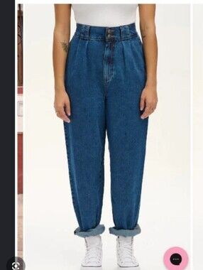 Lucy & Yak Addison Jeans High Rise Tapered Pleated Relaxed Fit Organic Cotton